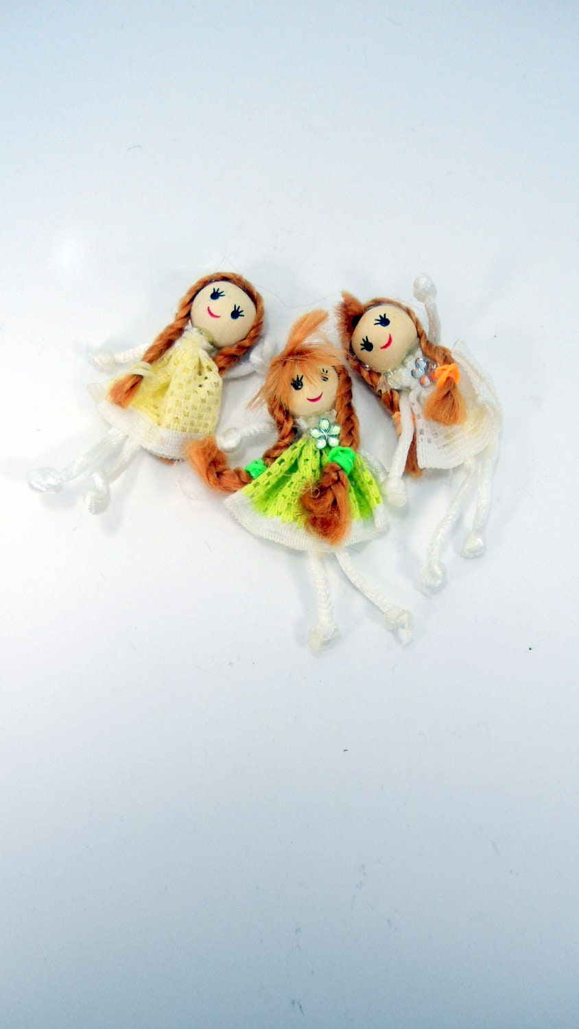 yellow,lime and white dolls, girl bead supplies,H00180 - hardbead