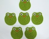 Set of 6 Smiley Frog Crochet Coasters - Finished Handmade Beverage Kitchen Home Decor Housewares Coasters or Potholders