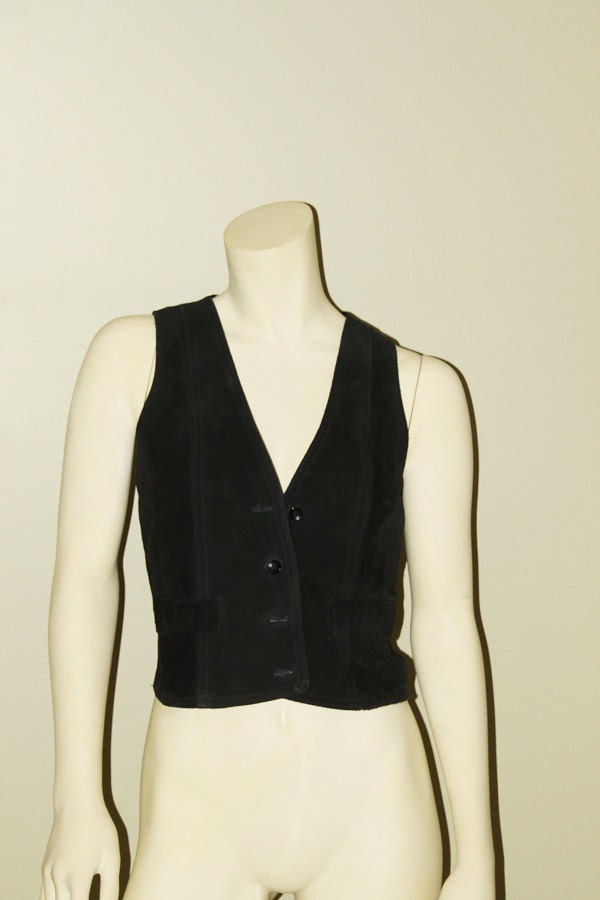 Vintage Carla New York Black Suede Leather Vest