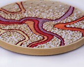 Multicolored Organic Forms Embroidery Hoop Art - French Knots and Beads
