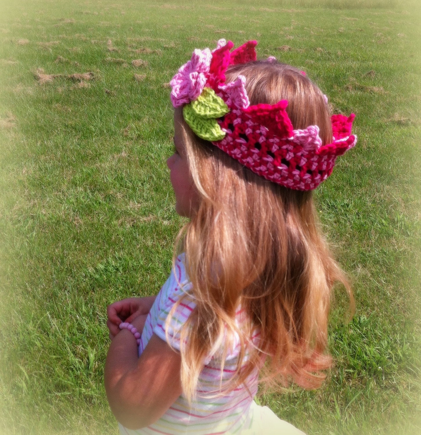 CUSTOM Bi-color Crochet Crown with Flower Birthday Crown Boutique Baby Girls Boys Crown Made to Order