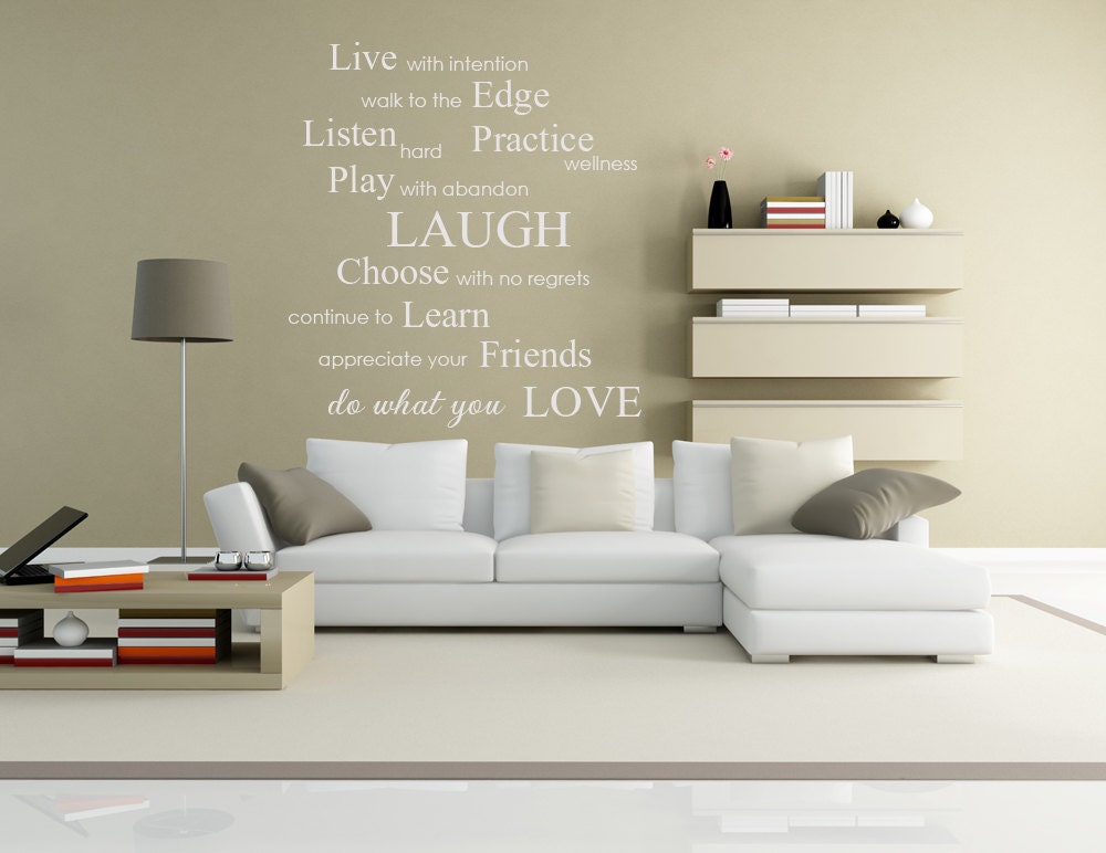 34"x36" (Medium) - Live With Intention, Do What You Love -Inspirational Phrases & Sayings Wall Decals Stickers Vinyl Wall Quotes