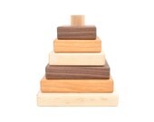 Wooden Stacking Toy - Natural Baby and Toddler Toy Stacker - Eco Friendly Montessori Educational Wood Toy