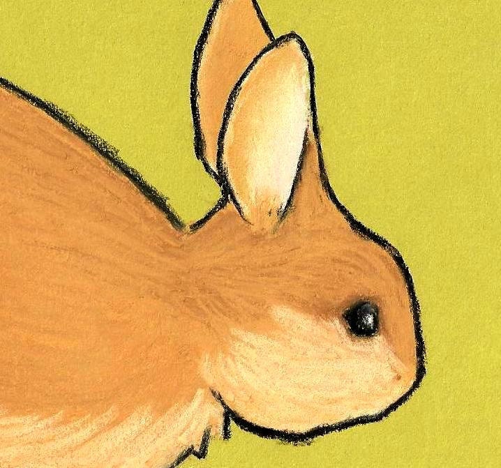 Original Art Print - pastel cute kids art, girls room art, simple drawing, cute rabbit, bunny, simple rabbit drawing, springtime, easter