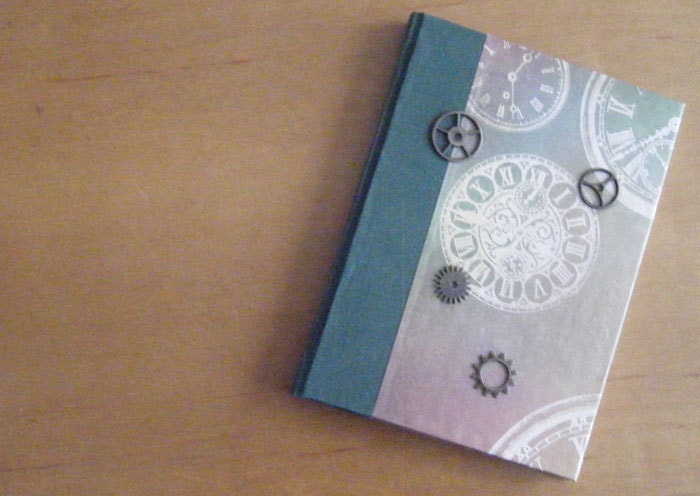 Clockwork Journal with Unlined Pages, Hand-Sewn, Hand-made