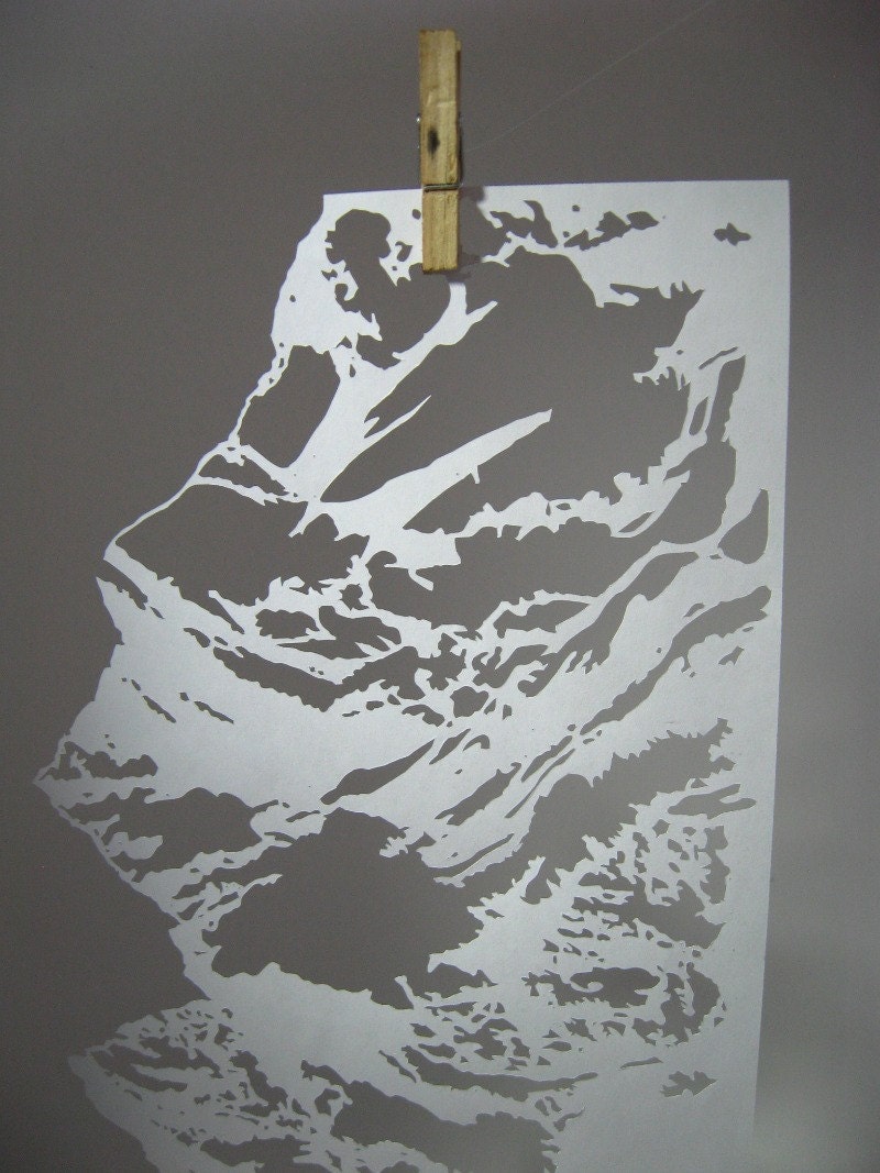 Mountain Range Scherenschnitte Paper-Cut in White