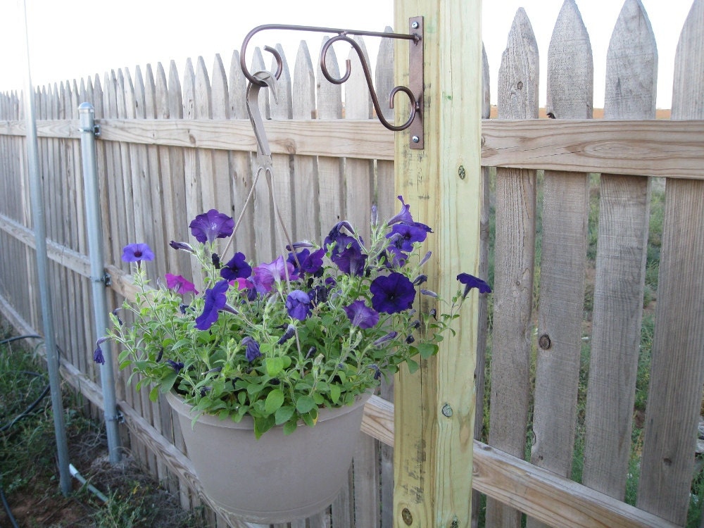 Metal Plant Hanger, Aged Copper, Steel, Wrought Iron
