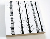 silent sigh 1 // original contemporary black and white forest painting on wood panel // by natasha newton