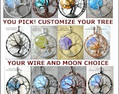 CUSTOM Full Moon Tree of Life Pendant Sterling Silver Black GunMetal Brown Copper Wire Wrapped YOUR CHOICE Made to Order Personalized