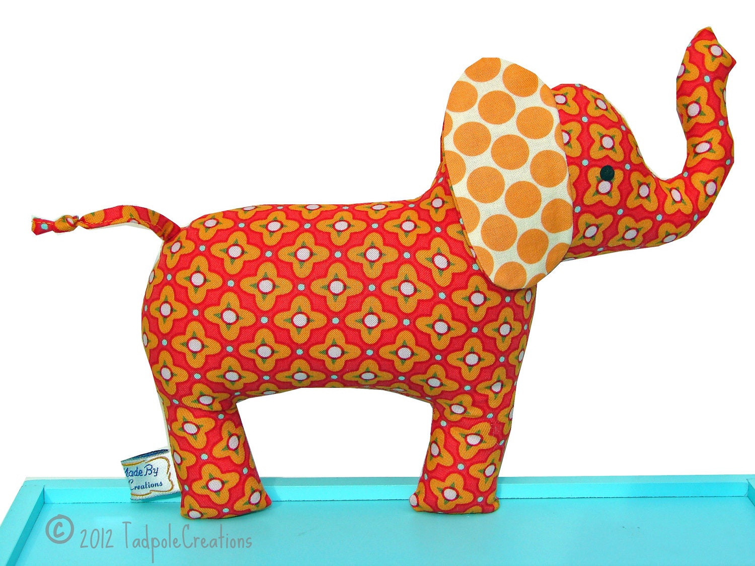 Cloth Elephant Toy with Rattle - Autumn Orange - Unisex New Baby Gift - Baby Safe - Toddler - Child Friendly - Soft Toy