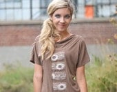 Nina vintage lace jersey top in eco friendly mocha Modal - last one
