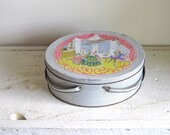 Vintage Metal Sewing Tin With Handles