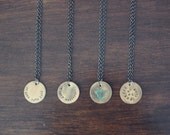 Hand Stamped Small Brass Circle Necklace