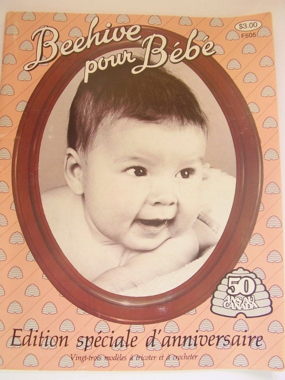 French pattern book, vintage crochet and knitting, heirloom, Patons Beehive pour bébé