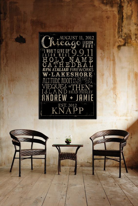 Customized Wedding Sign Typography "ELITE" Series Word Art Canvas art personalized Words and phrases wall art 30X40