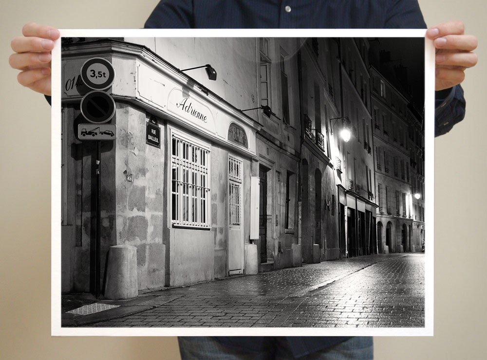 Paris Photography, Rue Balleul, Paris Rain - 16x20 French Wall Art Prints, Black and White