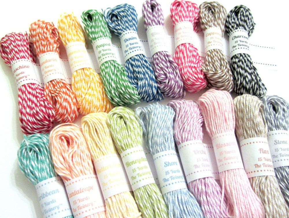 Full Rainbow Bakers Twine Sample Pack . 330 Total Yards . All 22 Colors (15 yard bundles)