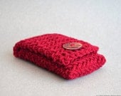 Knit iPhone 5 Case, Android Case, Smartphone Case, Phone Cover - Cranberry Red Knitted iPhone Case - Ruby Red Cranberry Strawberry Berry