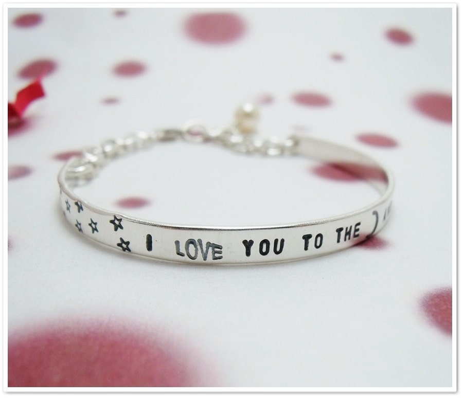 SALE -Hand Stamped Cuff Bracelet with chain and clasp - Sterling Silver