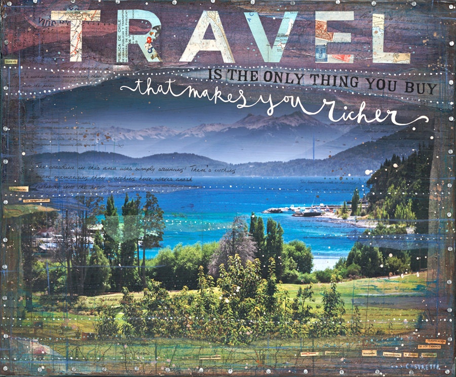 Limited Edition - 14 x 11 paper print - The Only Thing - inspirational travel artwork, word art typography poster blue purple