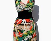 Rockabilly Pinup Classic Red  Pinup Hawaiian Print Dress / Pin Up Rockabilly Dress