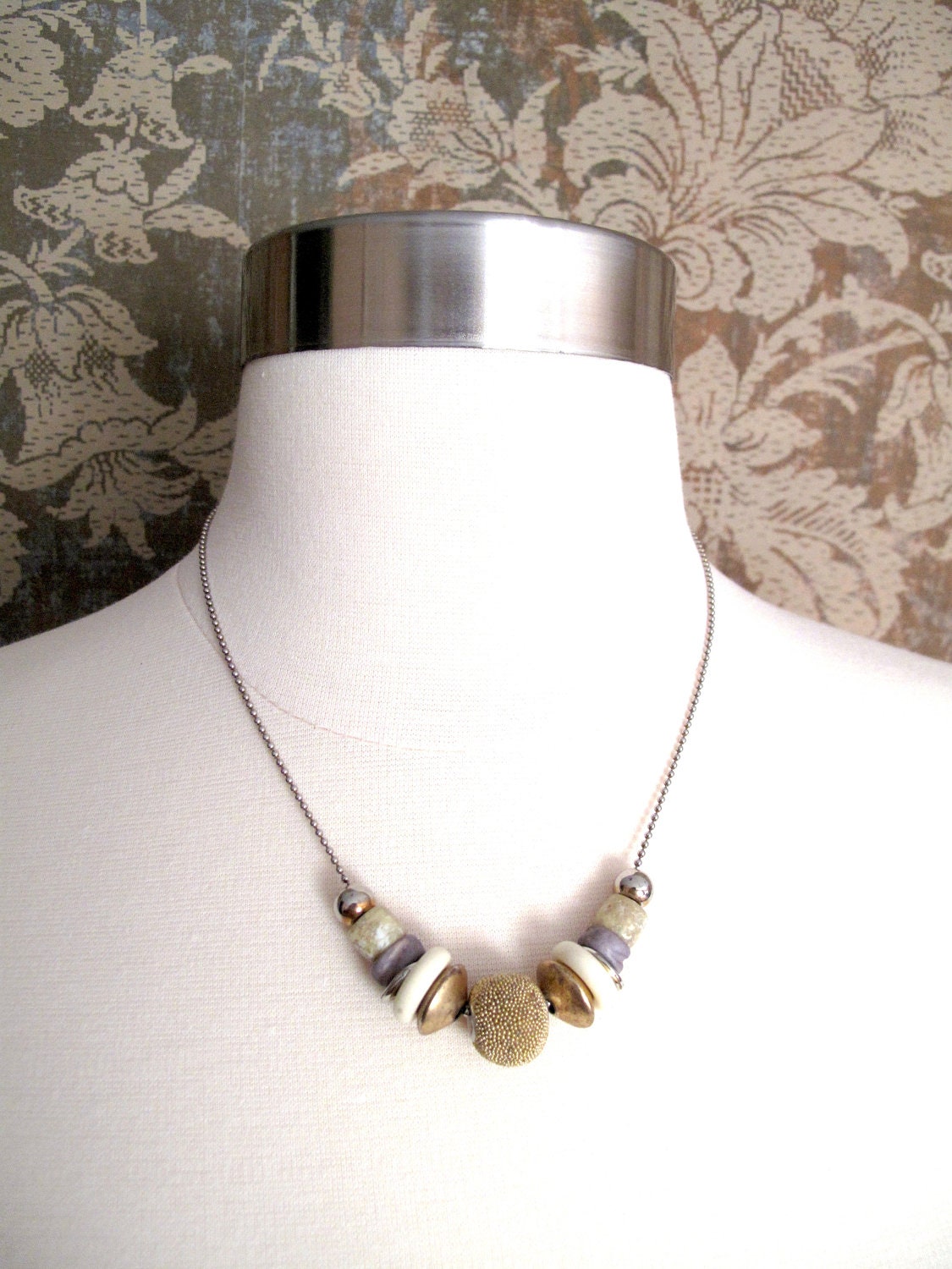 UNION ST Necklace - Mixed Bead and Findings on Silver Ball Chain