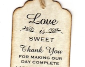 50 Thank You Wedding Favor Tags / Gift Tags / Place Cards / Escort Tags / Shower Tags / Love Is Sweet / Honey Jar Labels - Vintage Style