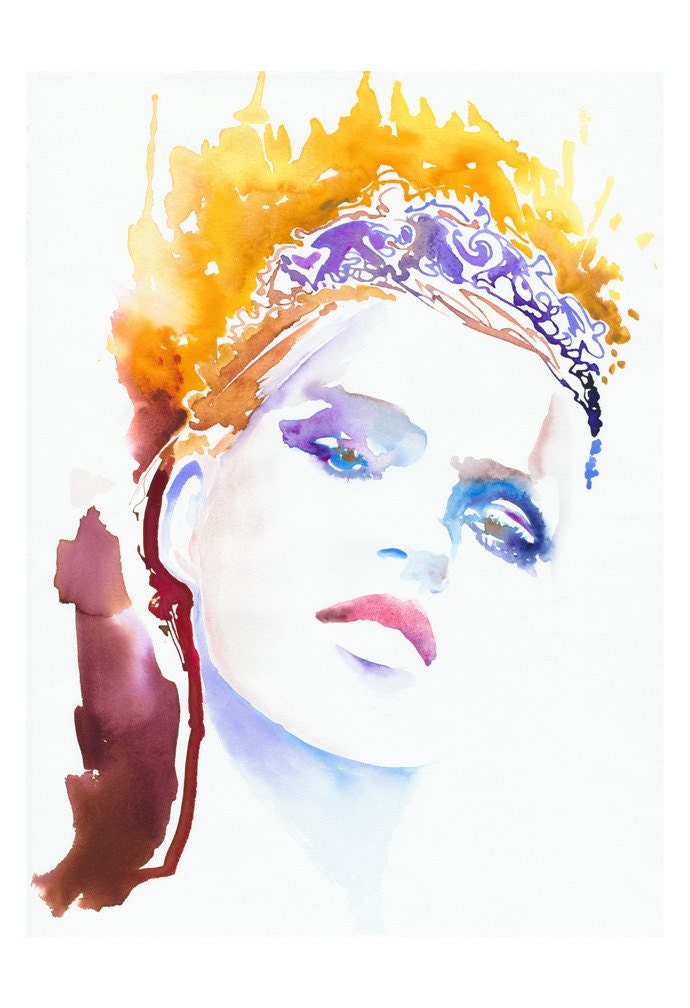 Limited Edition Print of Watercolour Fashion Illustration. Titled - Kate No.1