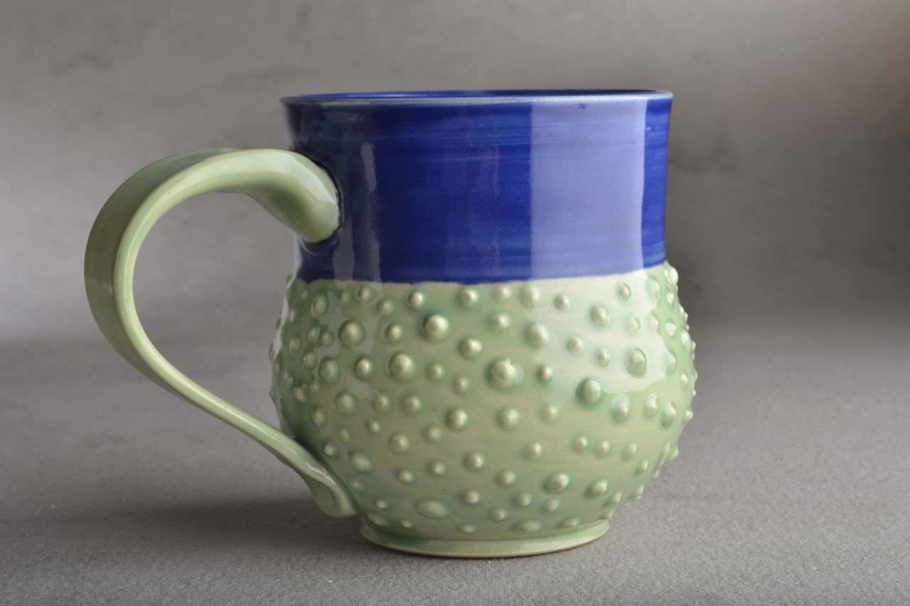Dottie Coffee Mug  Indigo Turquoise Stoneware Dottie Coffee Tea Mug Cup by Symmetrical Pottery