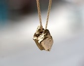 natural brass pendant metal necklace fools gold nugget