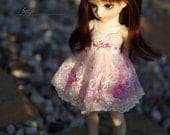 Cream & pink dress for TINY bjd LittleFee