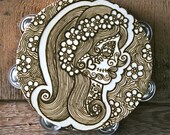 Henna Dia De Los Muertos, Day of the Dead Gypsy, Girl Skull, Calaveras, Skull tambourine