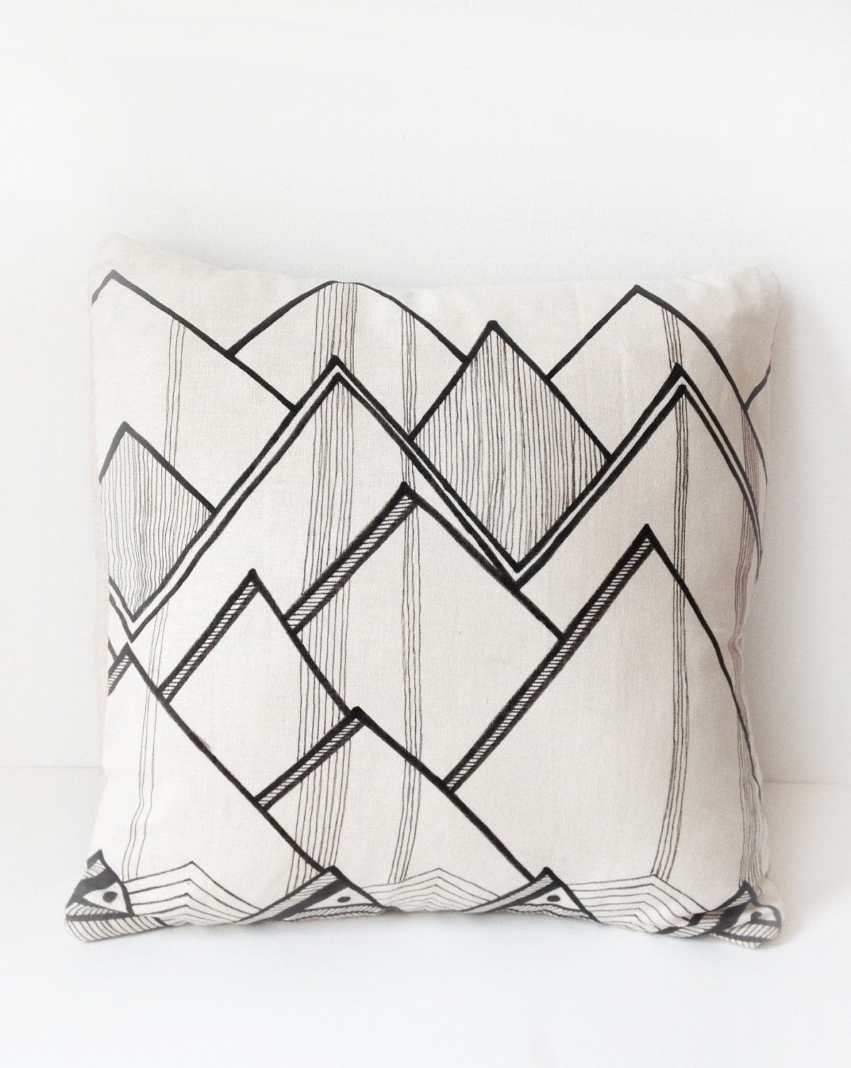 14x14 Cool Mountains / Original Hand Drawn Pillow Cover