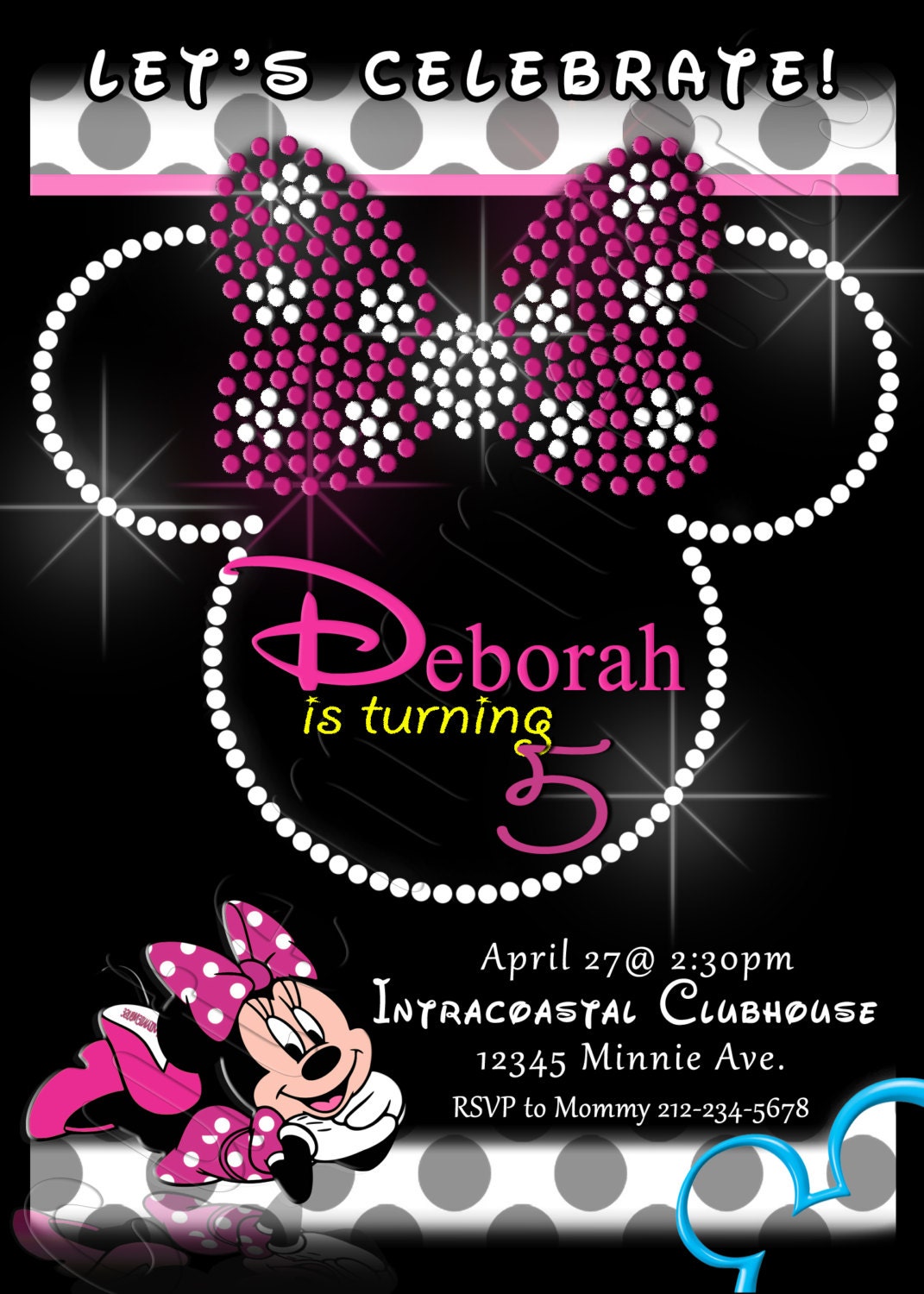 Disney Minnie Mouse - Personalized Birthday Party Invitation
