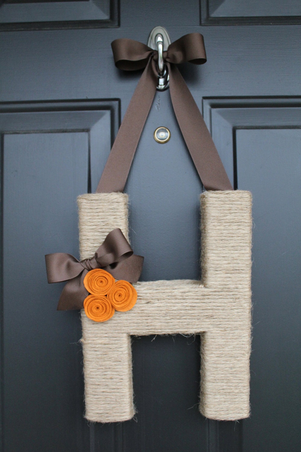 Handmade Autumn Jute Monogram Wreath