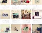 SALE, 2013 Calendar, 4 x 6, Camera Collection, Geek, Color, Old School, Pastel, Retro, hipster, Film, Vintage