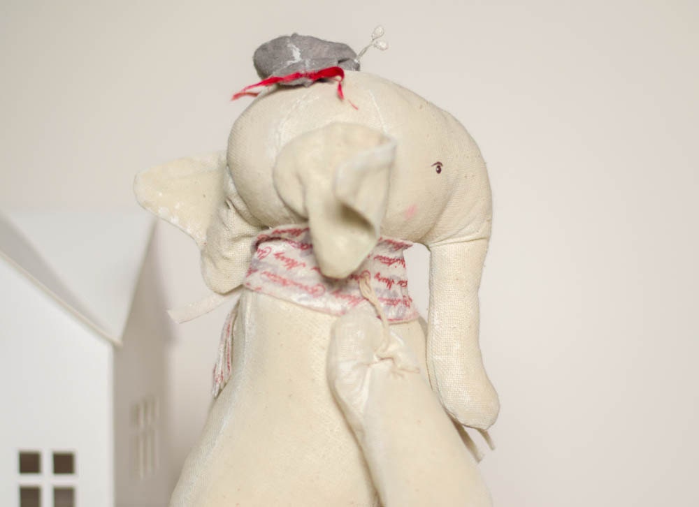 Stuffed Toy Elephant  - Soft Toys - Woodland Nursery - Cotton Stuffed Animals - Christmas History