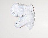 White Faux Taxidermy - The Bronson - White Resin T-Rex Head- Trex Resin White Faux Taxidermy- Chic & Trendy