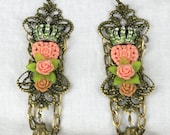 Beautiful Metal Chandelier Romantic Heart Crown Gypsy Boho Victorian statement Earrings by Bridget Blue