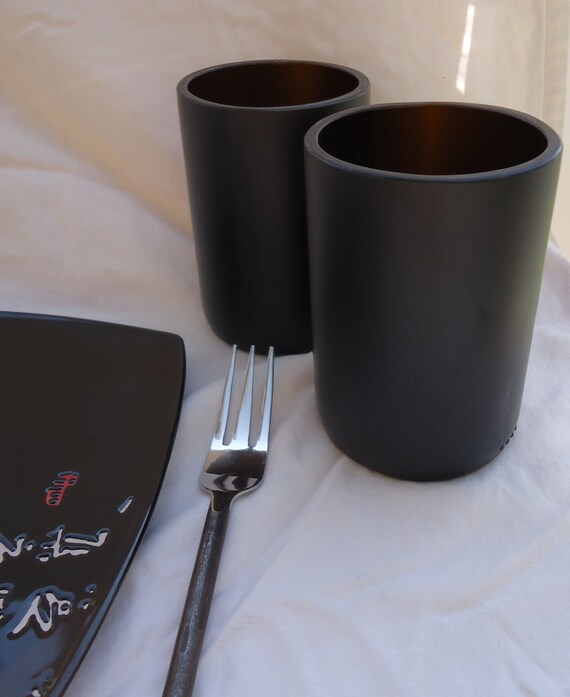 PRIVATE LISTING for J VULTE Recycled Glasses made from Black Champagne Bottles Set of 4