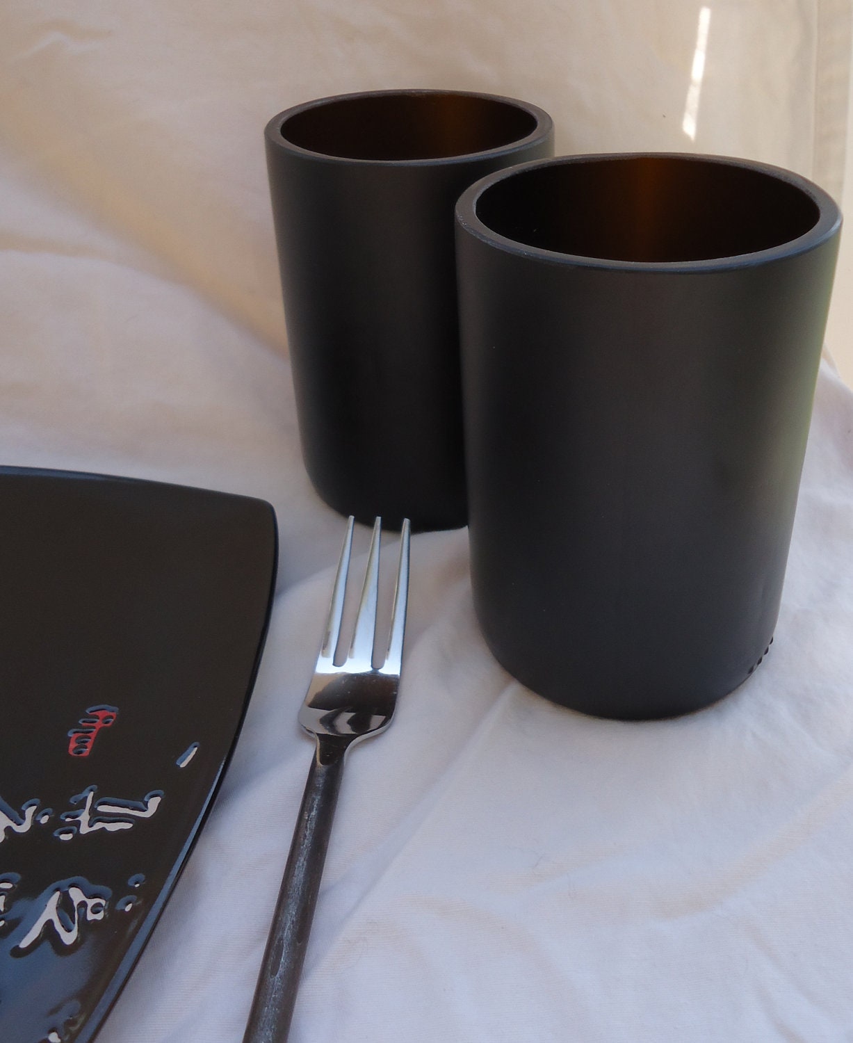 PRIVATE LISTING for J VULTE Recycled Glasses made from Black Champagne Bottles Set of 4