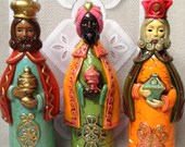 Vintage Three Wise Men, Three Kings, Christmas, Candle Holders,  Figurines, Collectible, Colorful