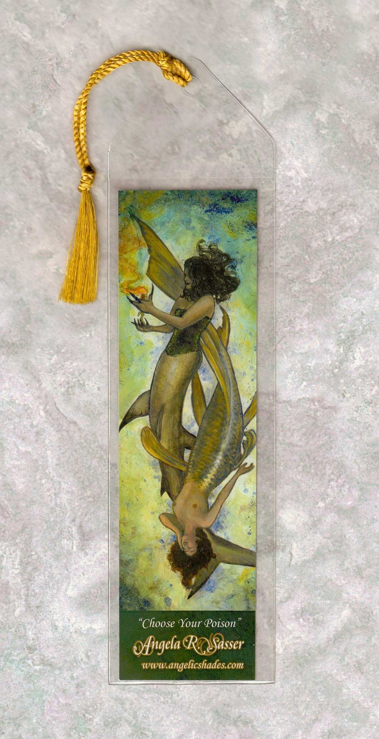 Bookmark with Tassel Little Mermaid and Sea Witch Fairy Tale
