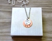 Me & You Necklace - Personalized - Initials - Stars - Copper - Silver - Aluminum - Circle - Geometric - For Her - Romantic
