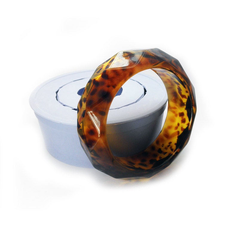 Skinny Multi Faceted Silicone Rubber Bracelet Mold, Resin Bangle Mold