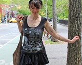 Owls and Jackalopes tshirt  - eco-friendly silver ink screenprint on black cotton scoop neck - sizes S, M, L, XL