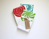 Set of Three. Kitchen Towels. Cotton Tea Towels. Hand Screen-Printed. Doily Design. Gift Set. Mother's Day. Easter Hostess Gift.