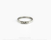 Thin silver ring - US7 minimalist modern organic beaded detail stacking band skinny everyday gift