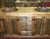 MS1371-62D:  Rustic Bathroom Vanity - Double Sink 62" -  Bathroom Vanity  - Log Cabin  - Copper sinks