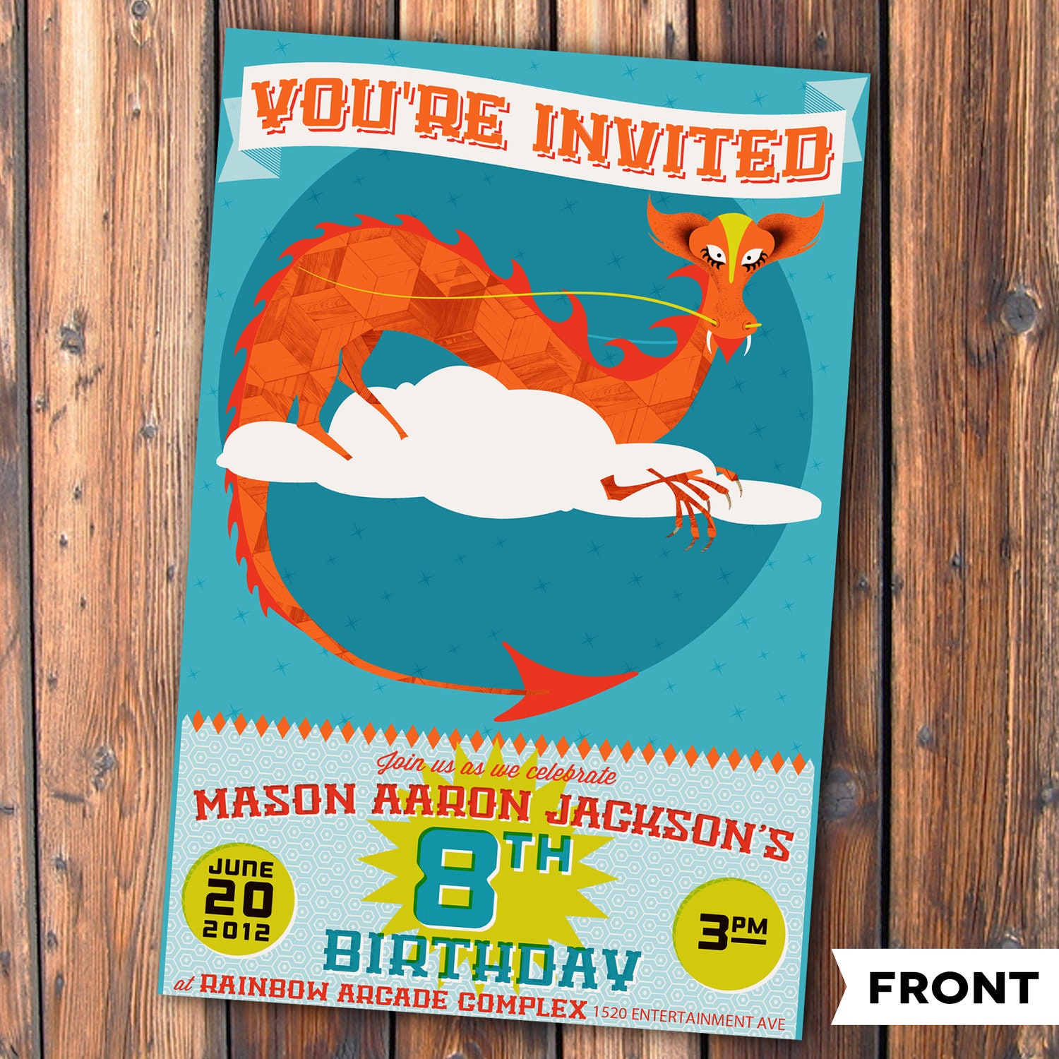 Fairy-Tale Dragon // Birthday Party Invitation (Boy/Girl) - PRINTABLE INVITATION DESIGN - Hues Studio Il_570xn